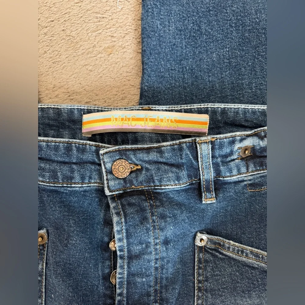 MAC Jeans Baggy Straight Size 12 / 42 Dark Wash Fringe - Picture 7 of 10